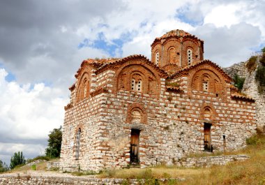 Yzantine style church above Berat clipart