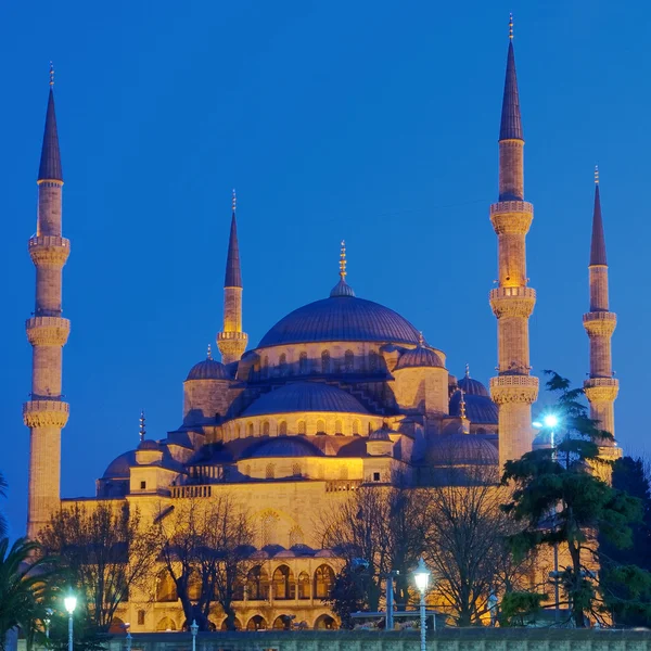 Blauwe moskee 's nachts — Stockfoto