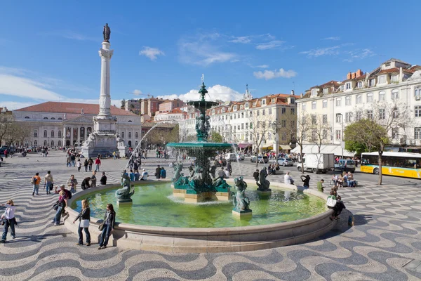 Piazza Rossio cuore di Lisbona — Foto Stock