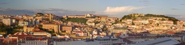 Lisbon cityscape at sunset, Portugal clipart