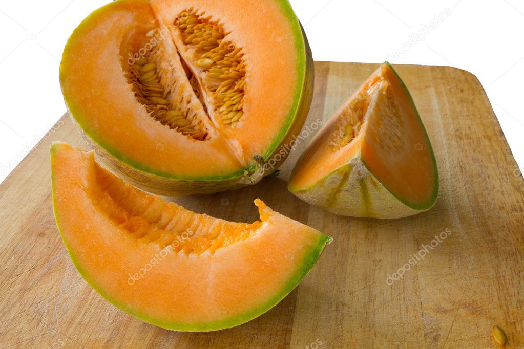 Sliced cantaloupe melon
