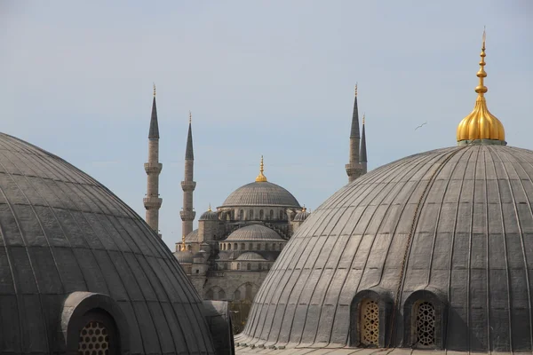 Střecha pohled na Modrá mešita v Istanbulu v Turecku — Stock fotografie