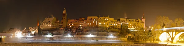 Ciudad histórica Bremgarten en la noche de invierno —  Fotos de Stock