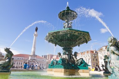 Fountain on Rossio square, Lisbon clipart