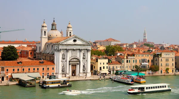 stock image Venice from the sea with church Santa Maria del Rosario