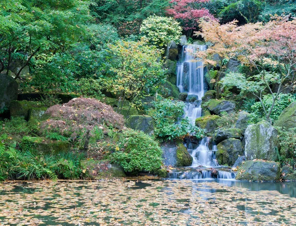 Portland oregon Japanse tuin sectie rondreizende vijver tuin — Stockfoto
