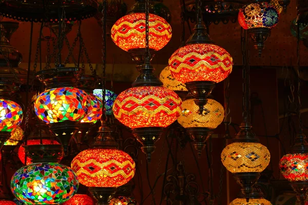 Turco lâmpadas de mosaico de vidro — Fotografia de Stock