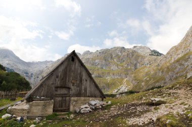 Mountain hut in National Park Durmitor, Montenegro clipart