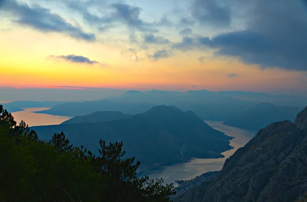 Bay of Kotor at sunset, Montenegro — Stock Photo, Image