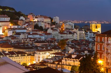 Lisbon old town at night, Portugal clipart