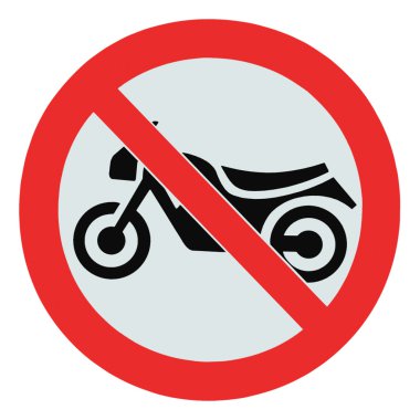 No motorcycle sign, isolated bike prohibition zone signage clipart