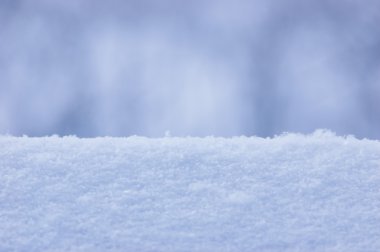 Fresh Snow Texture Background Closeup, Large Detailed Macro Pattern, Gentle Bokeh, Horizontal, Blue Key