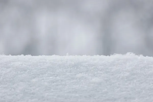 Fondo de textura de nieve fresca primer plano, Patrón de macro detallado grande, Bokeh suave, Horizontal — Foto de Stock
