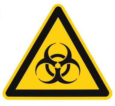 Biohazard symbol sign of biological threat alert isolated black yellow triangle signage macro clipart