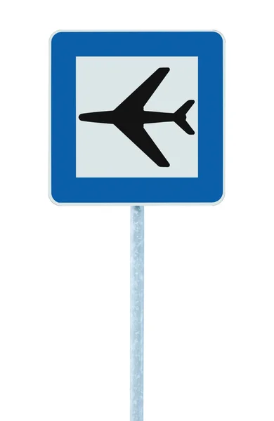 stock image Airport sign, blue isolated road traffic airplane icon signage signpost