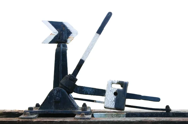 Старый ржавый железнодорожный переключатель, механическое ретро — стоковое фото