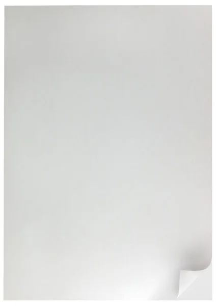 Beyaz sayfa curl arka izole dikey — Stok fotoğraf