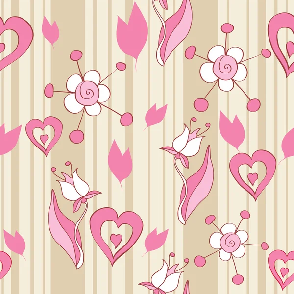 ピンクの花のシームレスな背景 — ストックベクタ