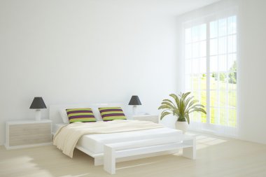 Beyaz modern yatak odası