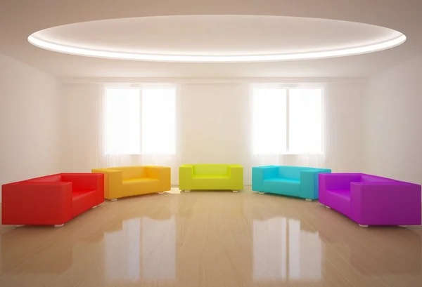 Intérieur moderne blanc avec meubles — Photo