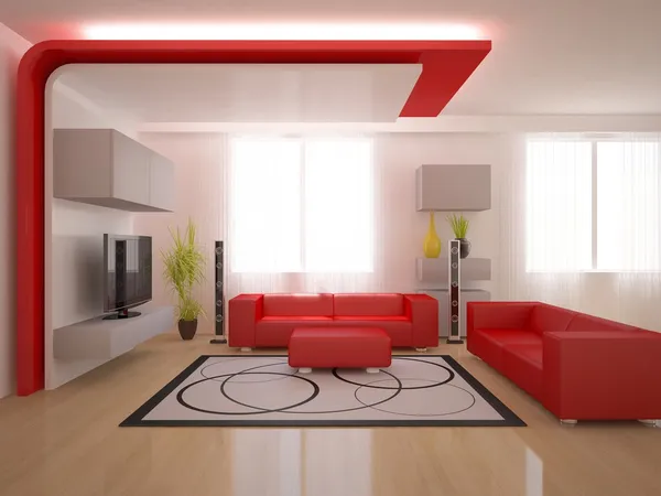 Interior vermelho moderno — Fotografia de Stock