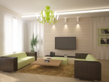 Yeşil mobilya ile renkli modern iç