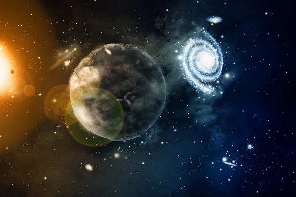 Пространство галактики со звездами и планетой — стоковое фото