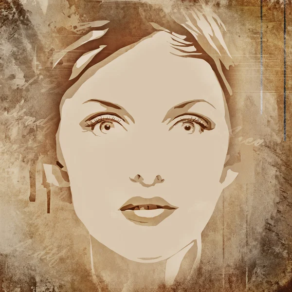 Güzel bir kadının bir grunge arka yüzü — Stok fotoğraf