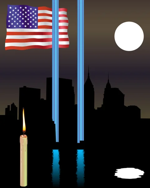 Twin Towers memorial flag — Stock Vector