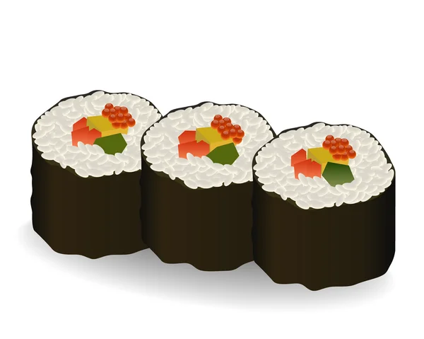 Három a sushi tekercs — Stock Vector