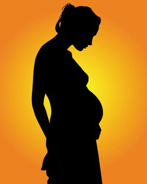 Hamile bir kadının silueti.
