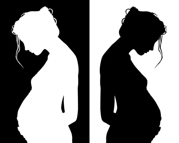 Siluetas de embarazada — Vector de stock