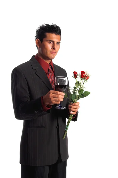 Roses and Wine — Stock Photo, Image