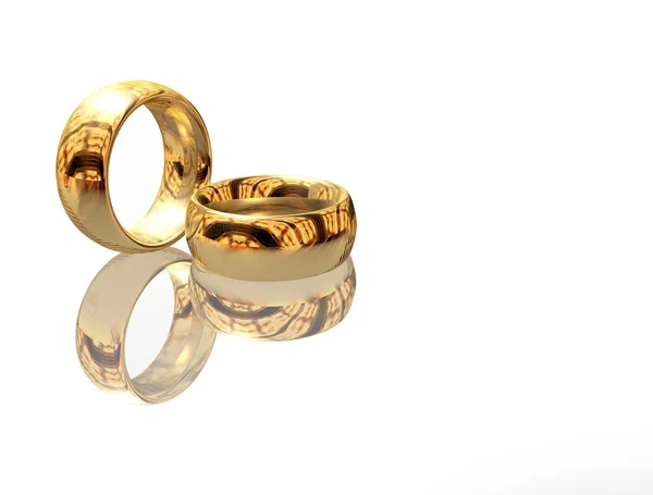 3d 两个结婚戒指 — 图库照片
