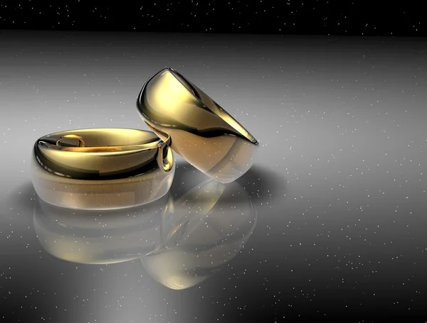Dos anillos de boda en un fondo de cielo nocturno —  Fotos de Stock