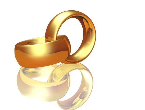 在白色背景上的两个结婚戒指 — 图库照片