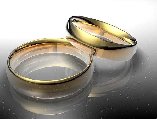밤 하늘 배경에 두 개의 결혼 반지 — 스톡 사진