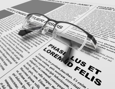 Eye glasses and newspaper clipart