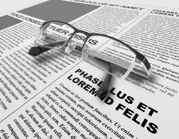 Eye glasses and newspaper — Stock Photo, Image