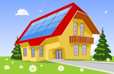 Alternative energy, solar power system clipart