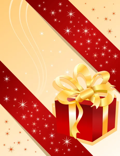 Christmas gift on yellow background — Stock Vector