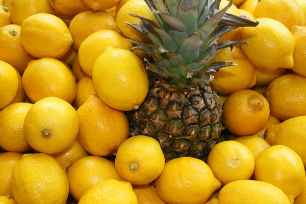 Citroner runt ananas — Stockfoto
