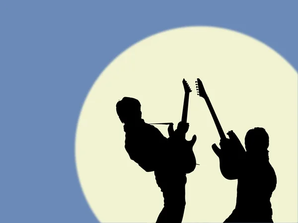 Guitarists in the moonlight — Stock Photo, Image
