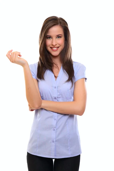 Happy young brunette woman — Stock Photo, Image
