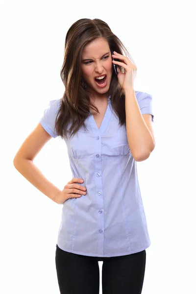 Angry young brunette woman — Stock Photo, Image