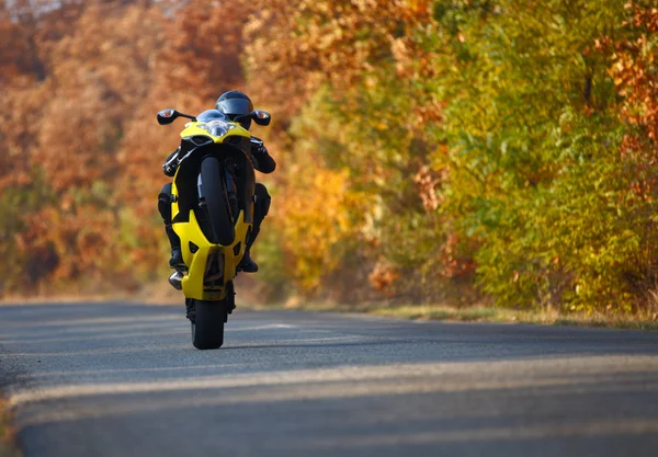 Wheelie na motocicleta — Fotografia de Stock