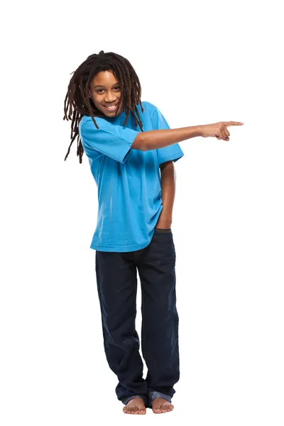 Young rasta kid pointing — Stock Photo, Image