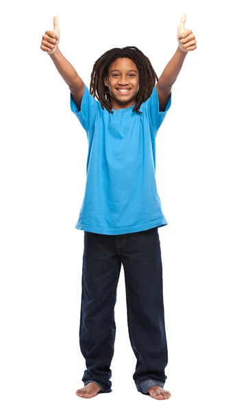 Feliz niño rasta con los pulgares arriba —  Fotos de Stock