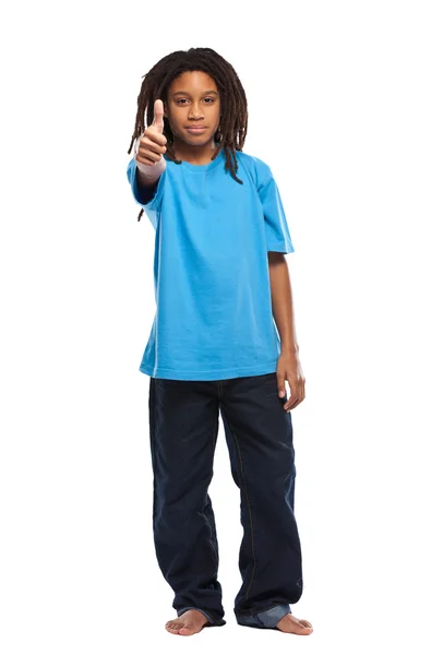 Rasta-Kind mit erhobenen Daumen — Stockfoto