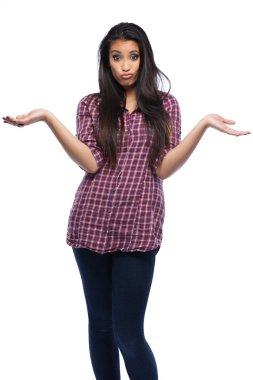 Funny asian woman posing in studio